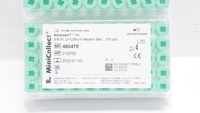 GBO 450479 MiniCollect Tube LH Lithium Heparin Sep., 0.8 ml (x) - Pack of 100
